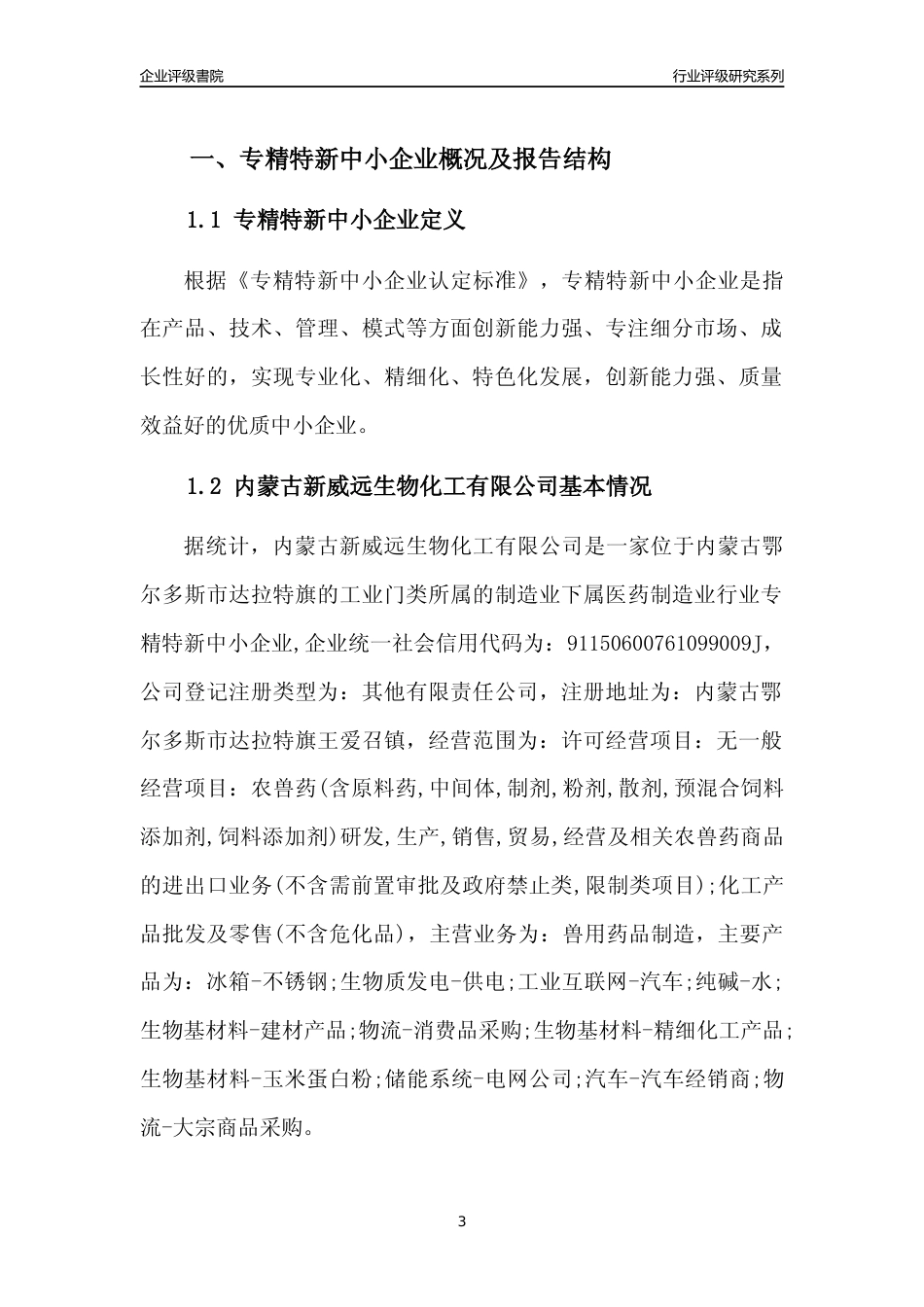 [专精特新]内蒙古新威远生物化工有限公司行业竞争力评级分析报告(2023版)_第3页