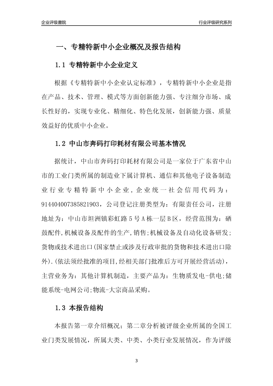 [专精特新]中山市奔码打印耗材有限公司行业竞争力评级分析报告(2023版)_第3页