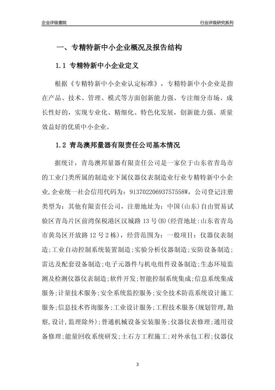 [专精特新]青岛澳邦量器有限责任公司行业竞争力评级分析报告(2023版)_第3页