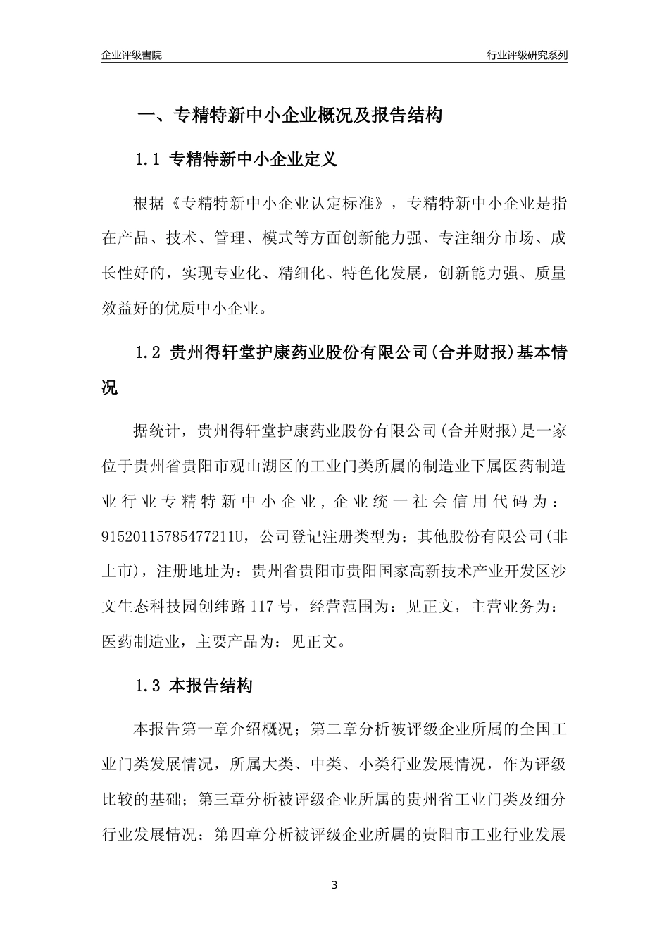 [专精特新]贵州得轩堂护康药业股份有限公司(合并财报)行业竞争力评级分析报告(2023版)_第3页