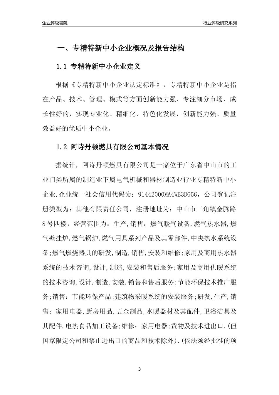 [专精特新]阿诗丹顿燃具有限公司行业竞争力评级分析报告(2023版)_第3页