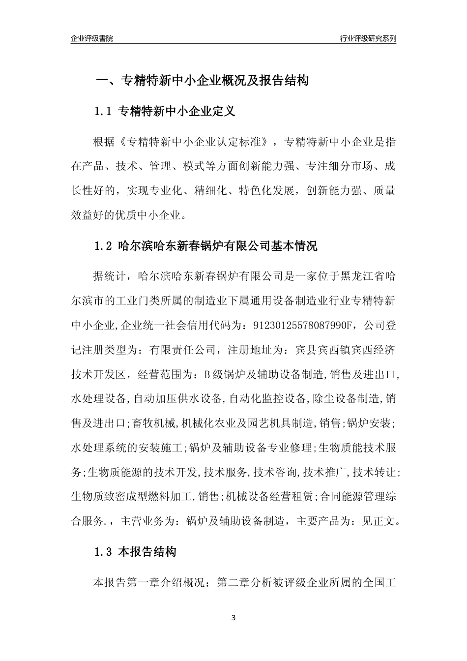 [专精特新]哈尔滨哈东新春锅炉有限公司行业竞争力评级分析报告(2023版)_第3页