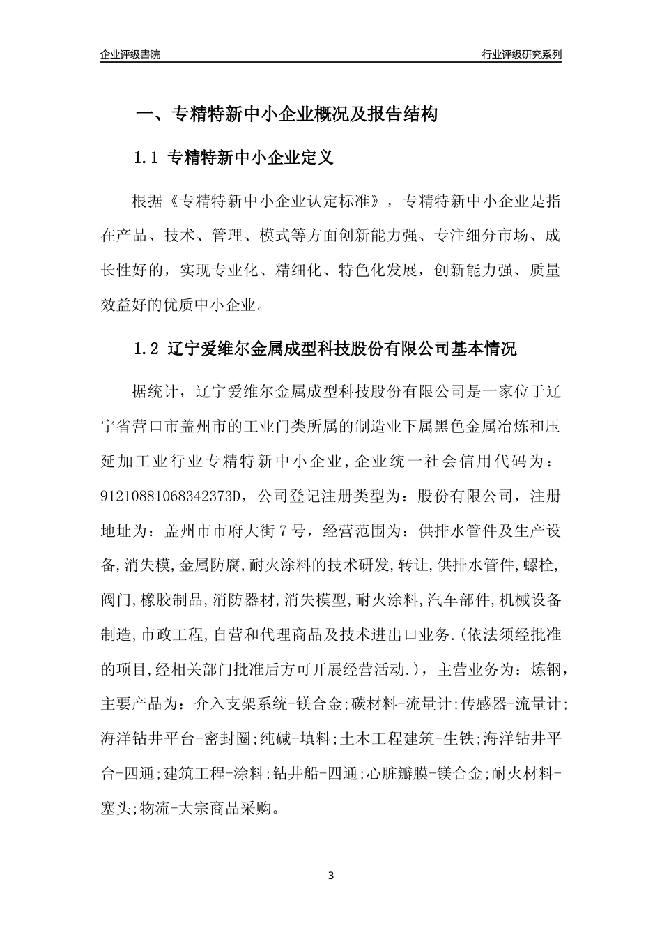 [专精特新]辽宁爱维尔金属成型科技股份有限公司行业竞争力评级分析报告(2023版)_第3页