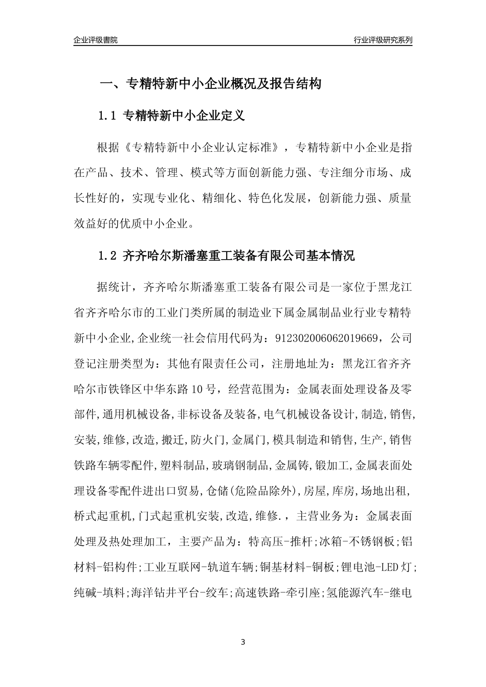 [专精特新]齐齐哈尔斯潘塞重工装备有限公司行业竞争力评级分析报告(2023版)_第3页