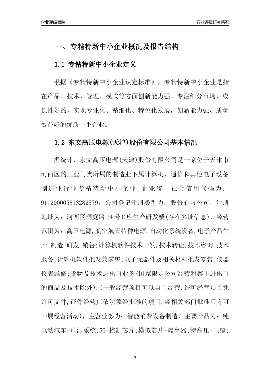 [专精特新]东文高压电源(天津)股份有限公司行业竞争力评级分析报告(2023版)_第3页