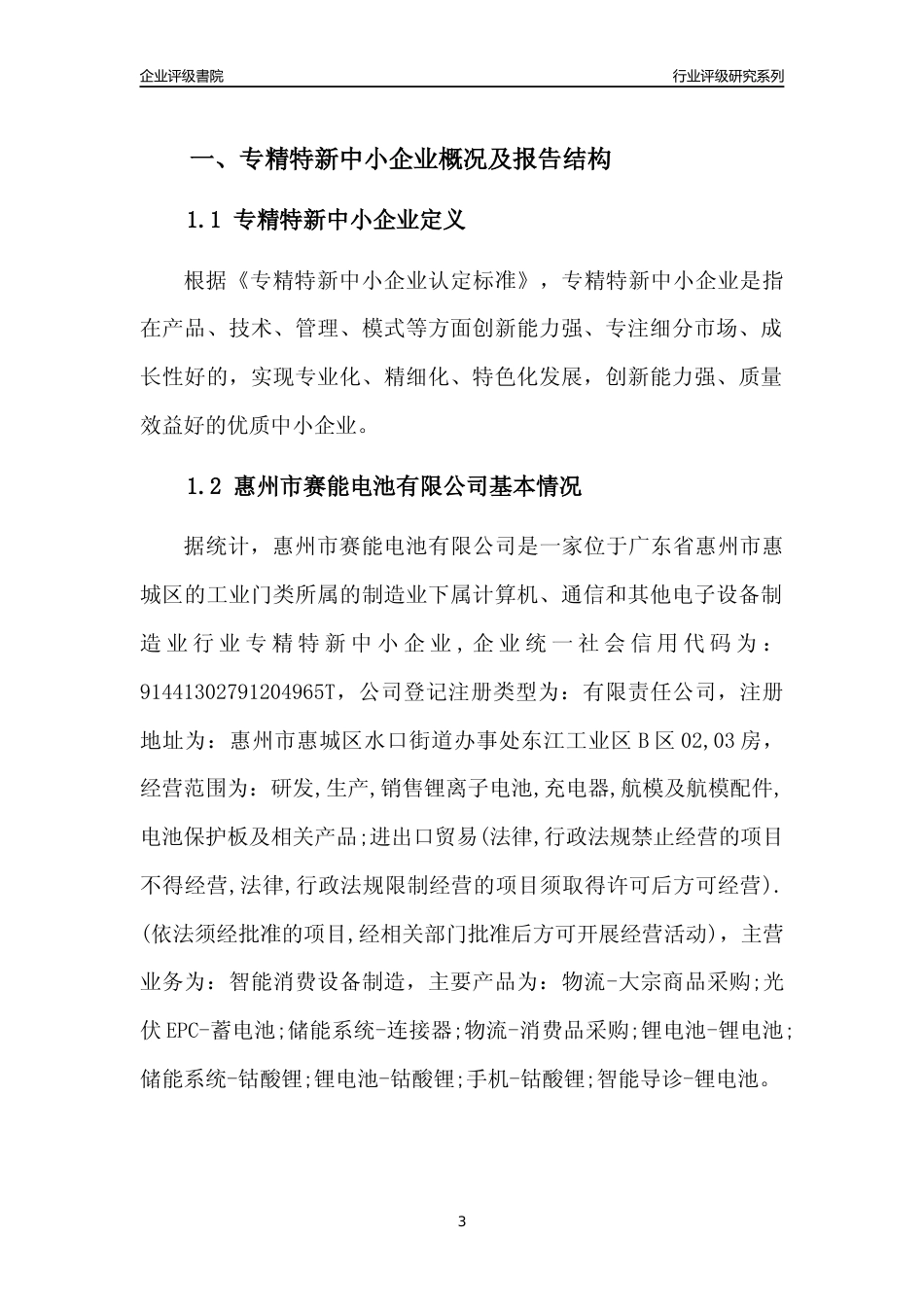 [专精特新]惠州市赛能电池有限公司行业竞争力评级分析报告(2023版)_第3页