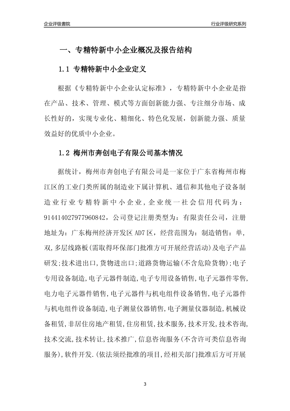 [专精特新]梅州市奔创电子有限公司行业竞争力评级分析报告(2023版)_第3页