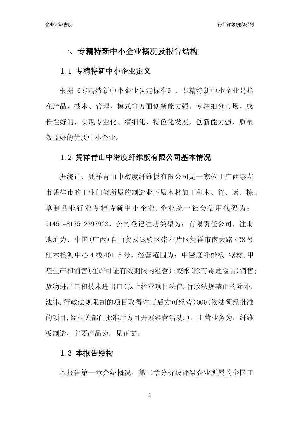 [专精特新]凭祥青山中密度纤维板有限公司行业竞争力评级分析报告(2023版)_第3页