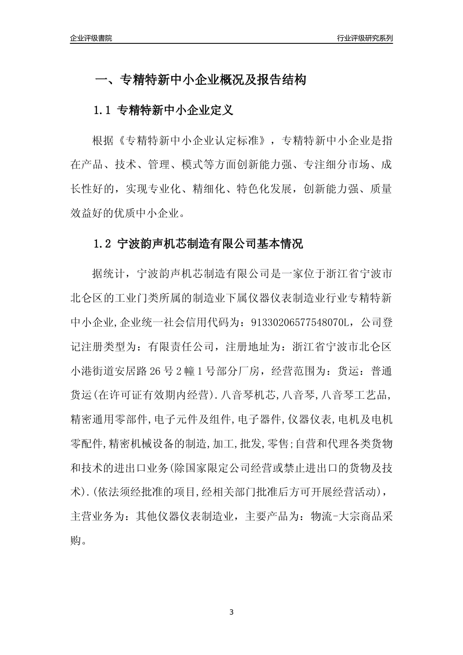 [专精特新]宁波韵声机芯制造有限公司行业竞争力评级分析报告(2023版)_第3页