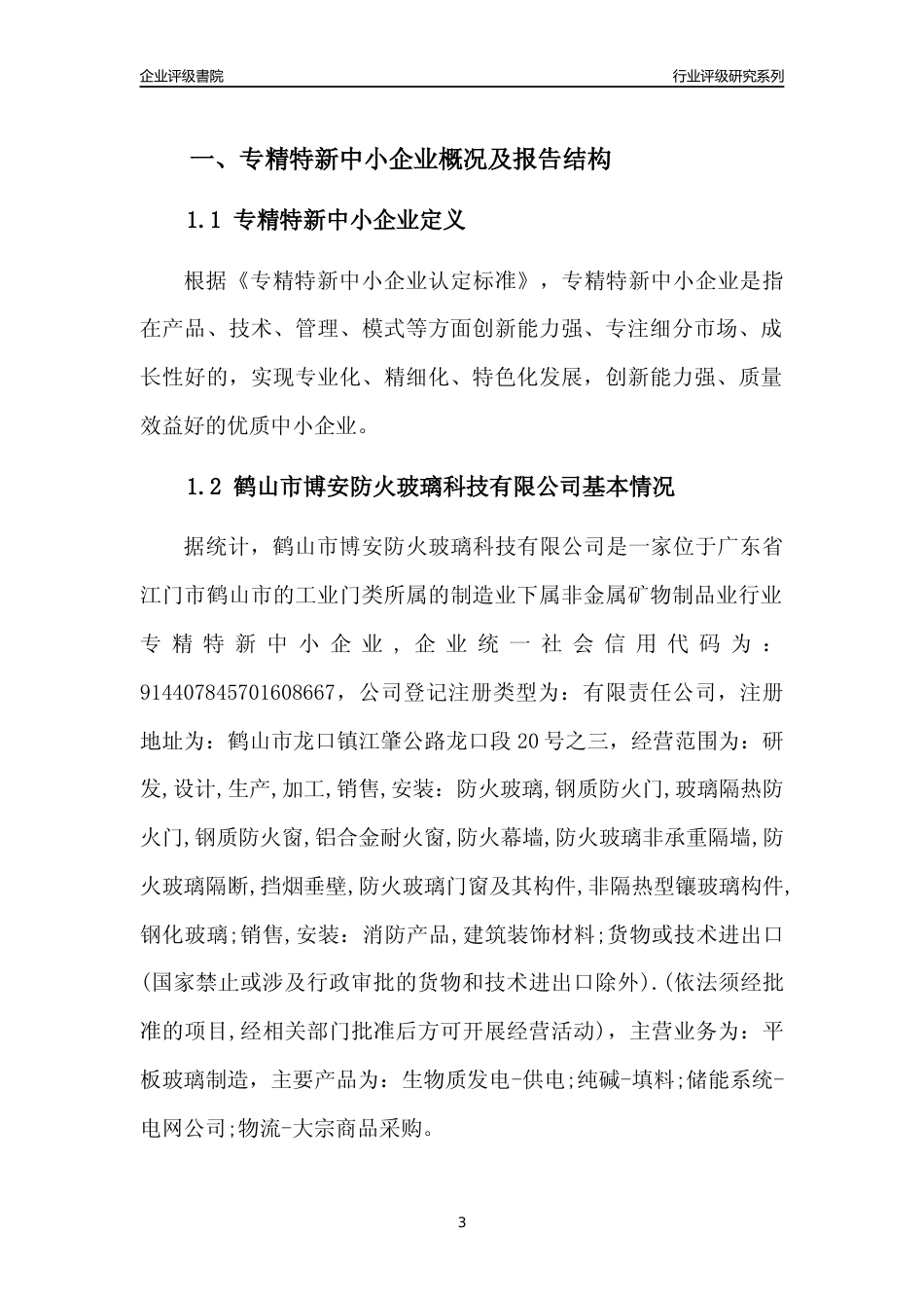 [专精特新]鹤山市博安防火玻璃科技有限公司行业竞争力评级分析报告(2023版)_第3页