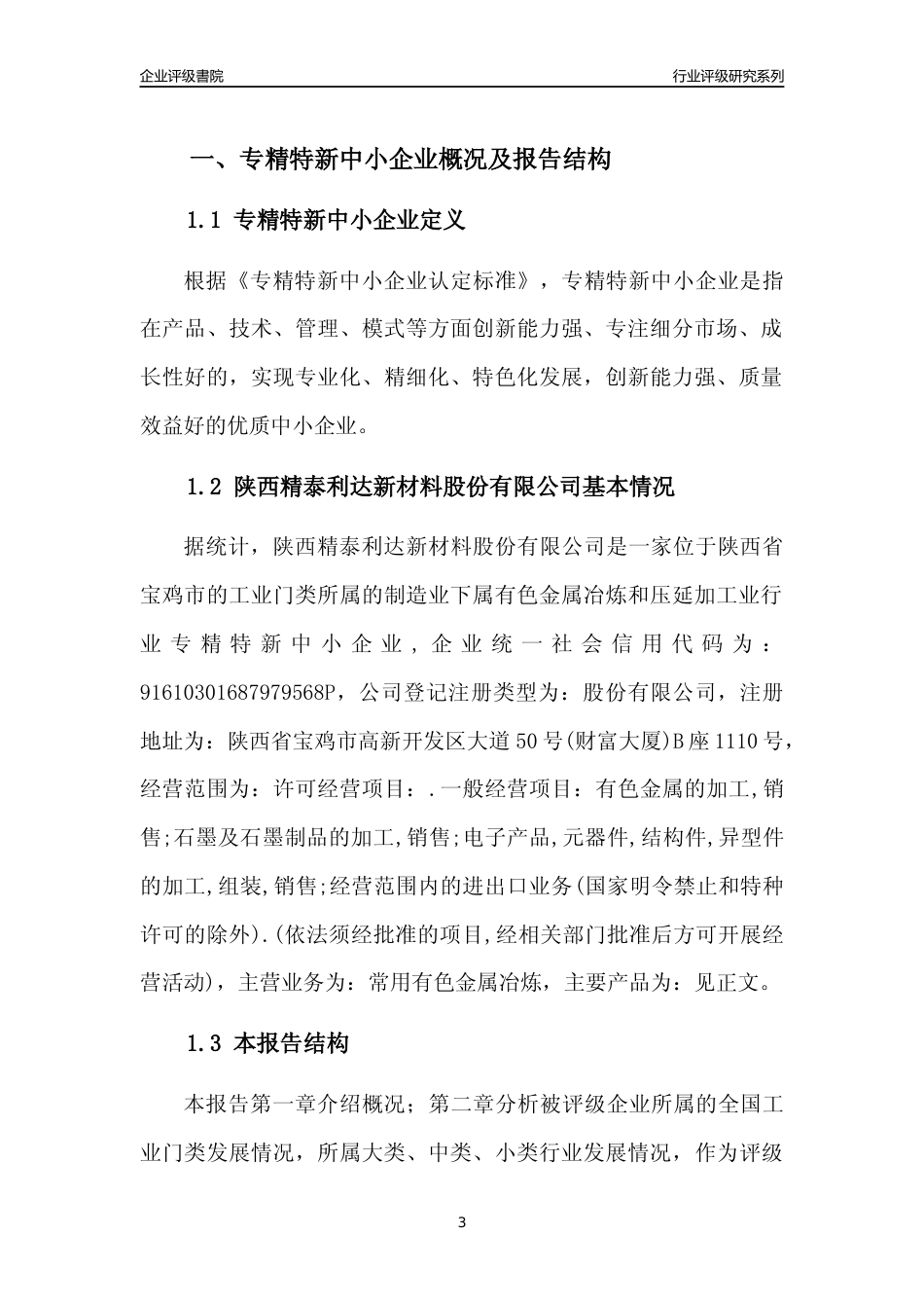 [专精特新]陕西精泰利达新材料股份有限公司行业竞争力评级分析报告(2023版)_第3页