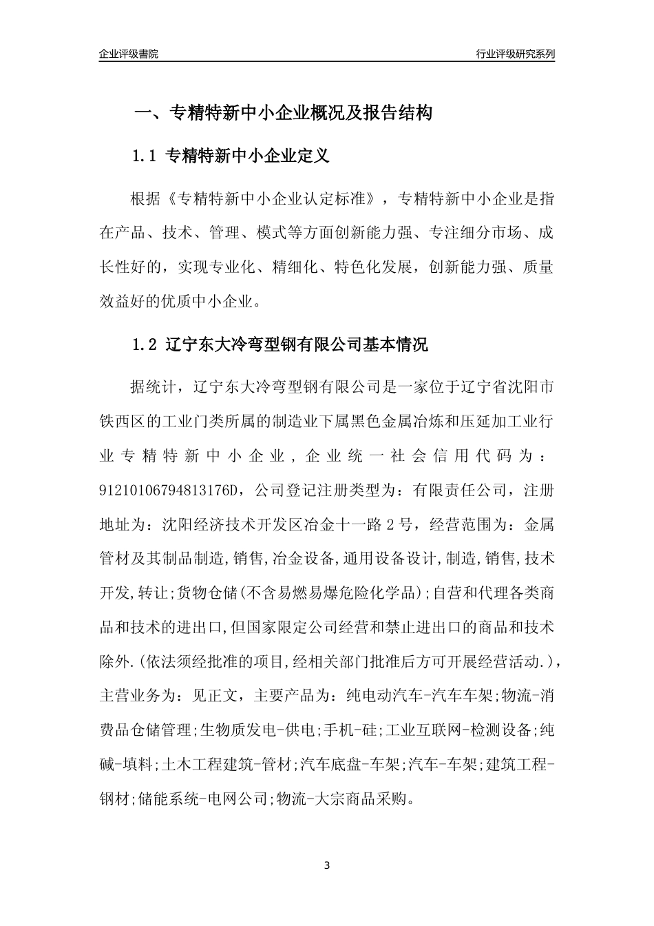 [专精特新]辽宁东大冷弯型钢有限公司行业竞争力评级分析报告(2023版)_第3页