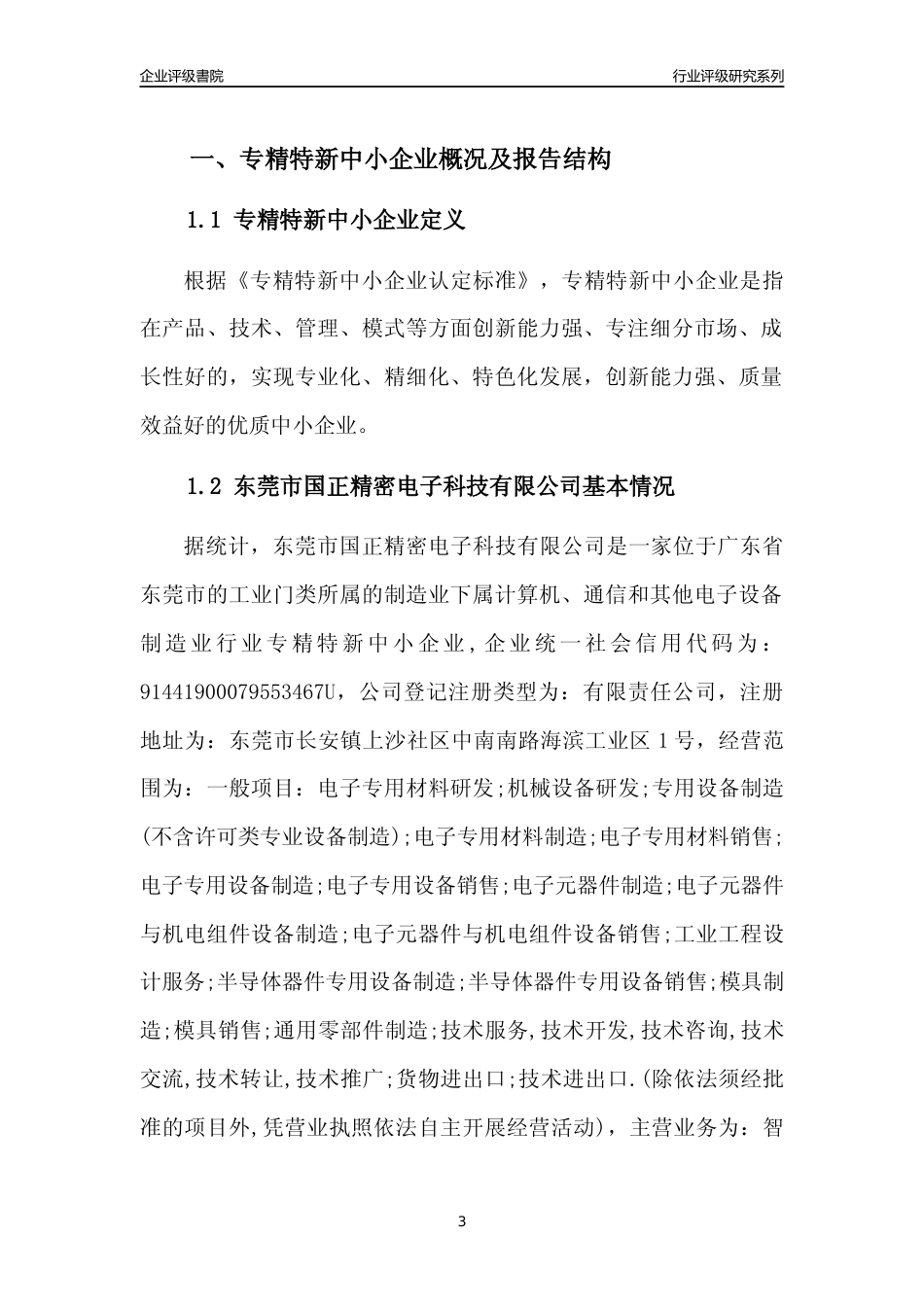 [专精特新]东莞市国正精密电子科技有限公司行业竞争力评级分析报告(2023版)_第3页