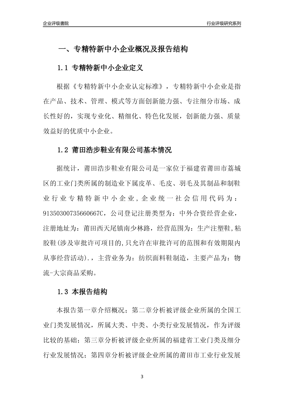 [专精特新]莆田浩步鞋业有限公司行业竞争力评级分析报告(2023版)_第3页