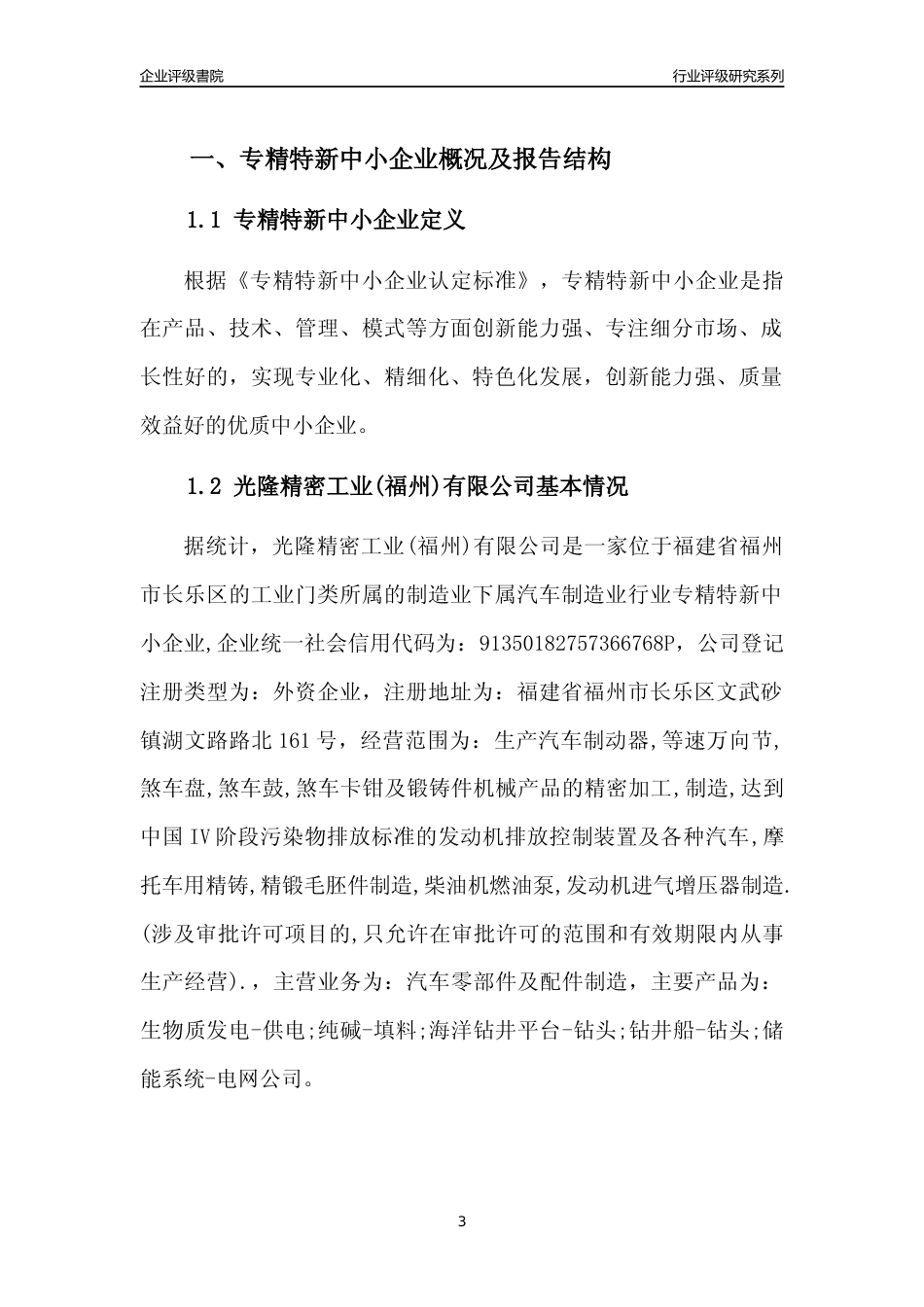 [专精特新]光隆精密工业(福州)有限公司行业竞争力评级分析报告(2023版)_第3页