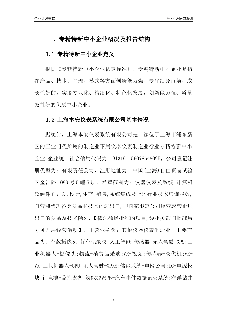 [专精特新]上海本安仪表系统有限公司行业竞争力评级分析报告(2023版)_第3页