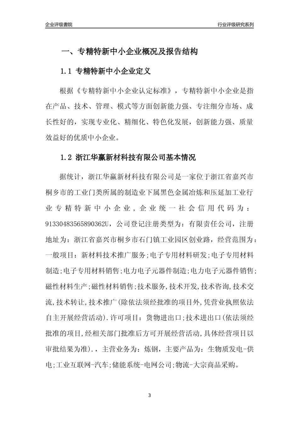 [专精特新]浙江华赢新材科技有限公司行业竞争力评级分析报告(2023版)_第3页