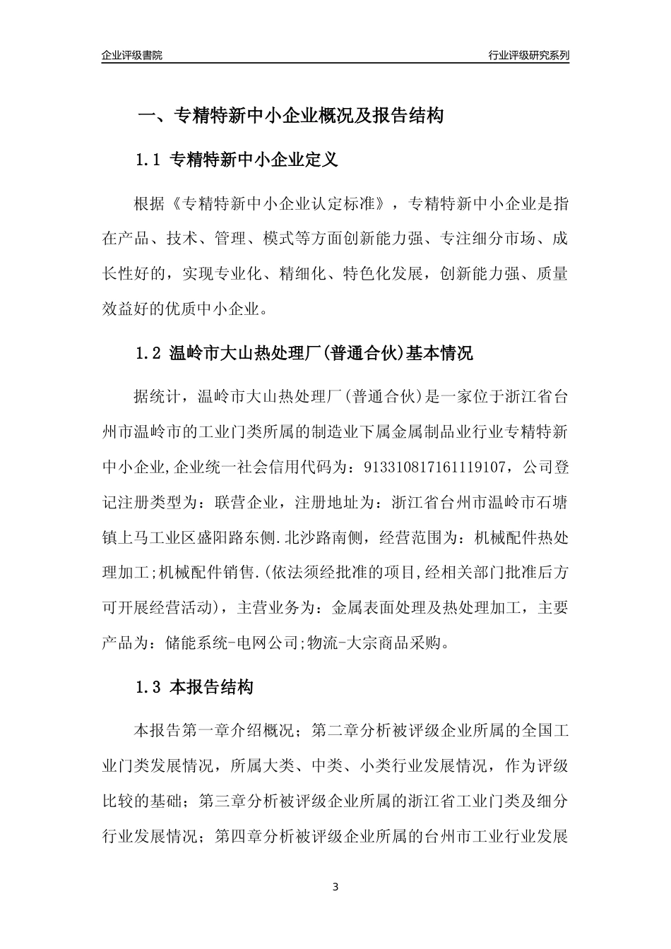 [专精特新]温岭市大山热处理厂(普通合伙)行业竞争力评级分析报告(2023版)_第3页