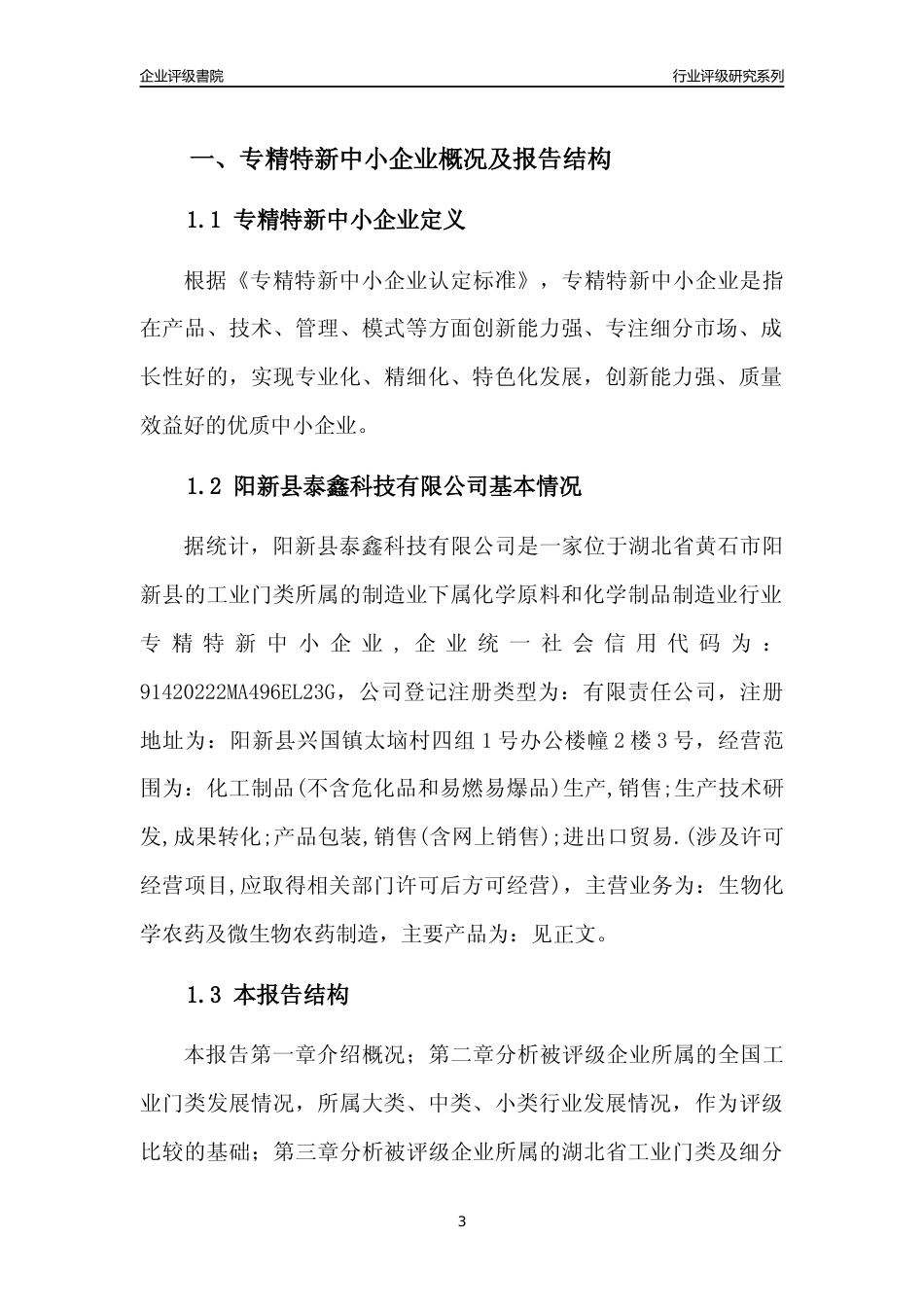 [专精特新]阳新县泰鑫科技有限公司行业竞争力评级分析报告(2023版)_第3页