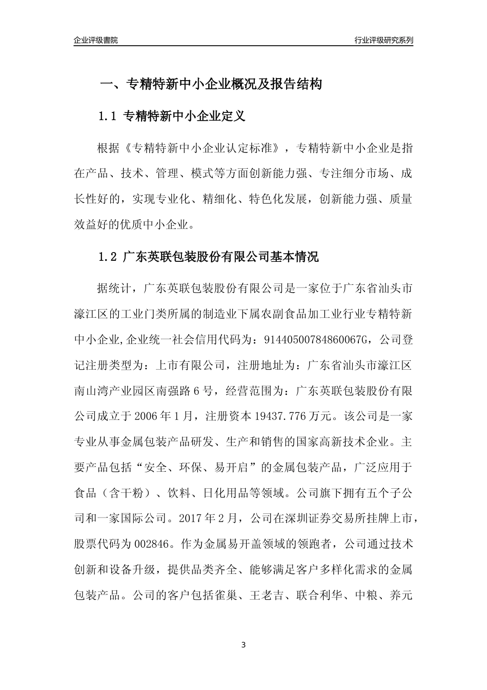 [专精特新]广东英联包装股份有限公司行业竞争力评级分析报告(2023版)_第3页