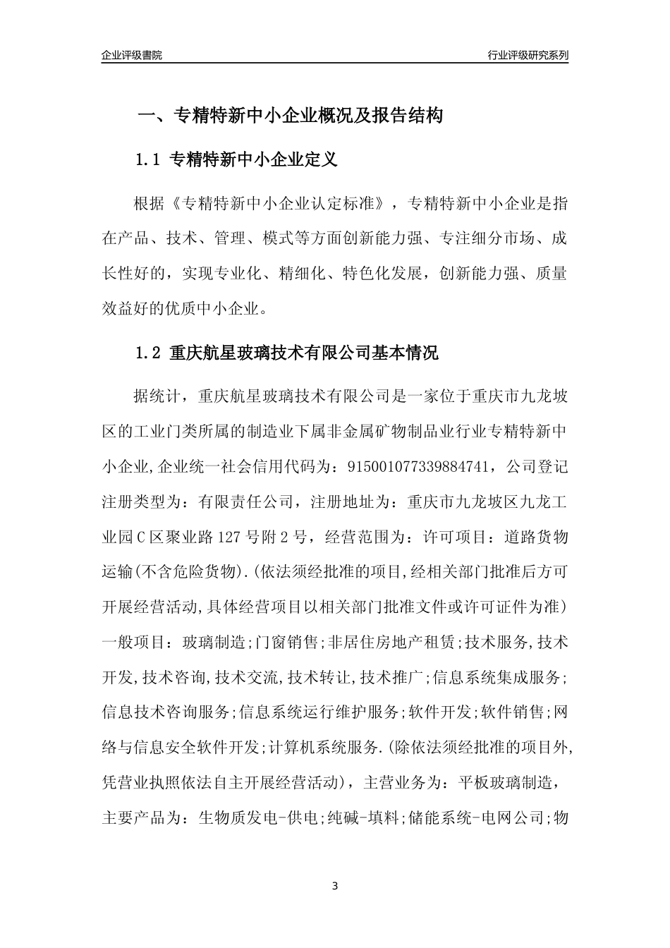 [专精特新]重庆航星玻璃技术有限公司行业竞争力评级分析报告(2023版)_第3页