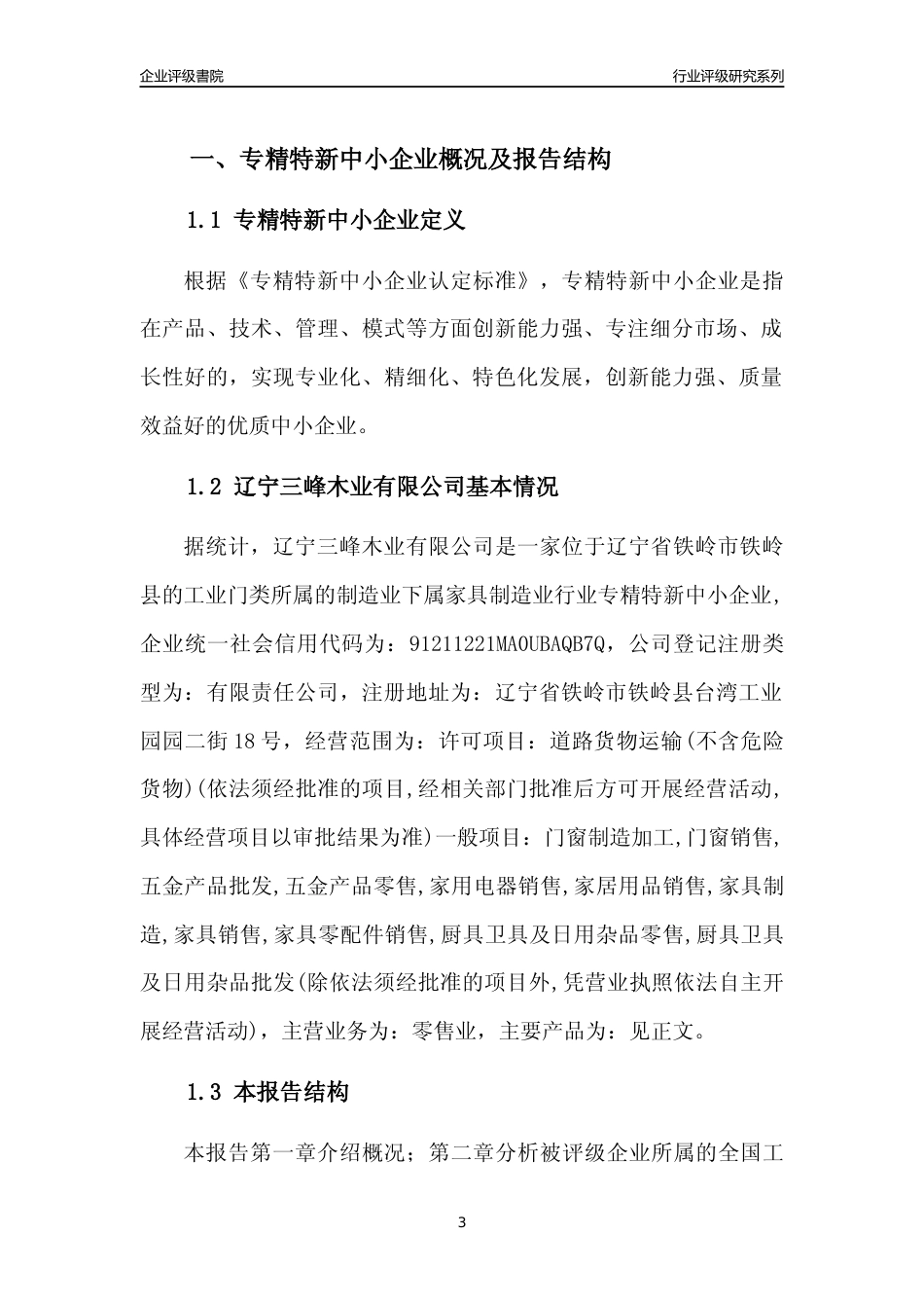 [专精特新]辽宁三峰木业有限公司行业竞争力评级分析报告(2023版)_第3页