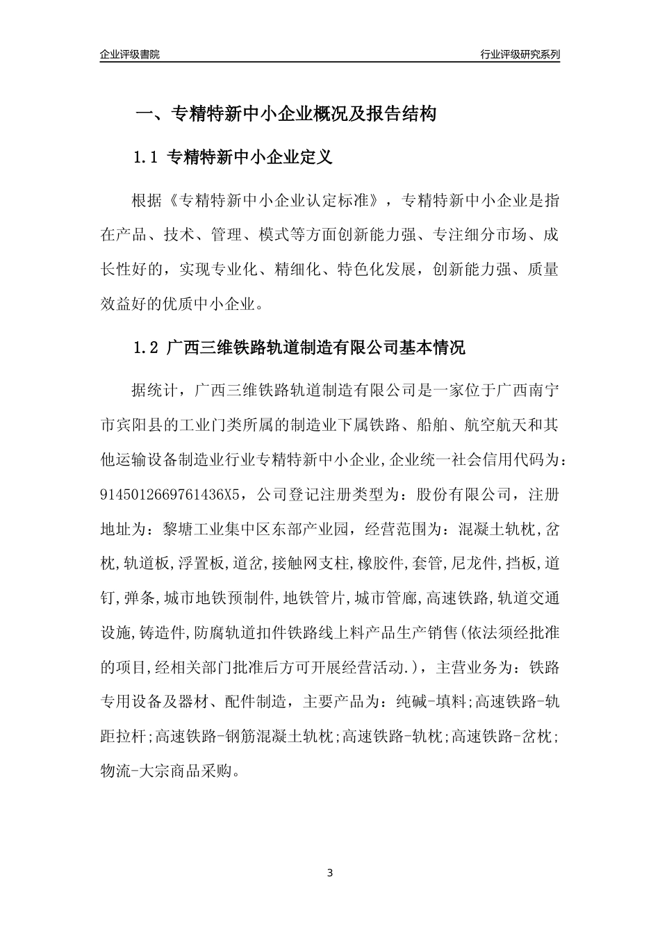 [专精特新]广西三维铁路轨道制造有限公司行业竞争力评级分析报告(2023版)_第3页