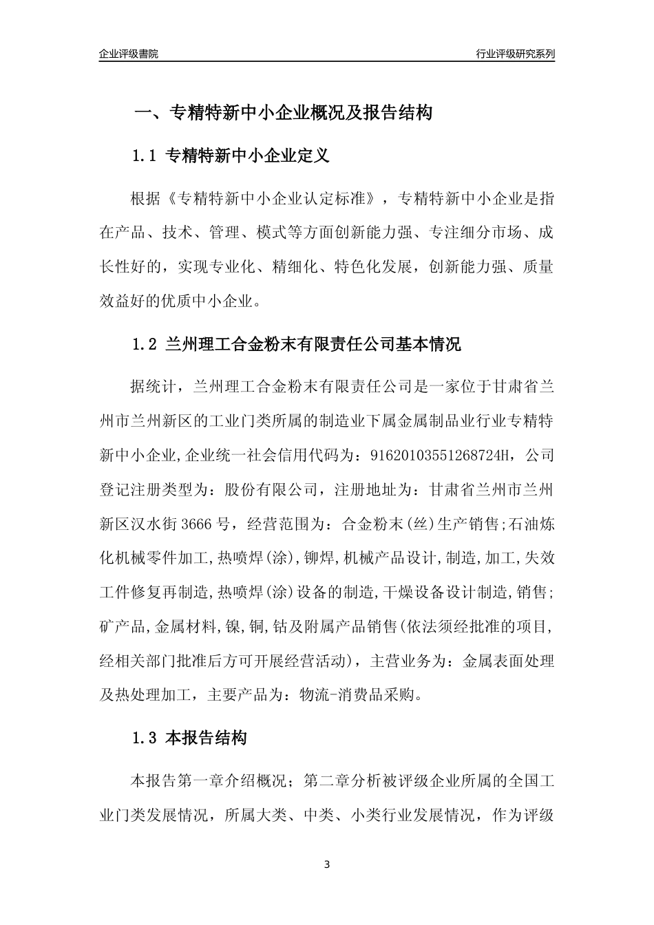 [专精特新]兰州理工合金粉末有限责任公司行业竞争力评级分析报告(2023版)_第3页