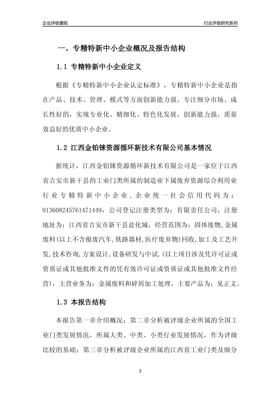 [专精特新]江西金铂铼资源循环新技术有限公司行业竞争力评级分析报告(2023版)_第3页