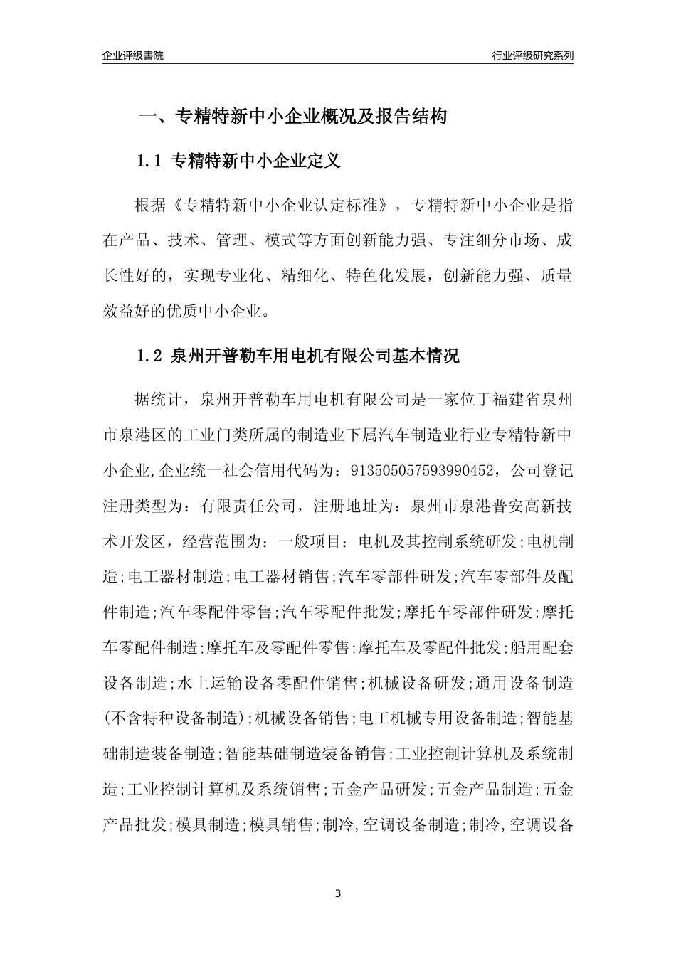 [专精特新]泉州开普勒车用电机有限公司行业竞争力评级分析报告(2023版)_第3页