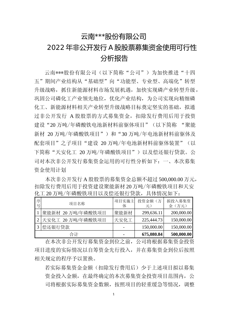 2022年20 万吨年磷酸铁项目可行性分析报告_第1页