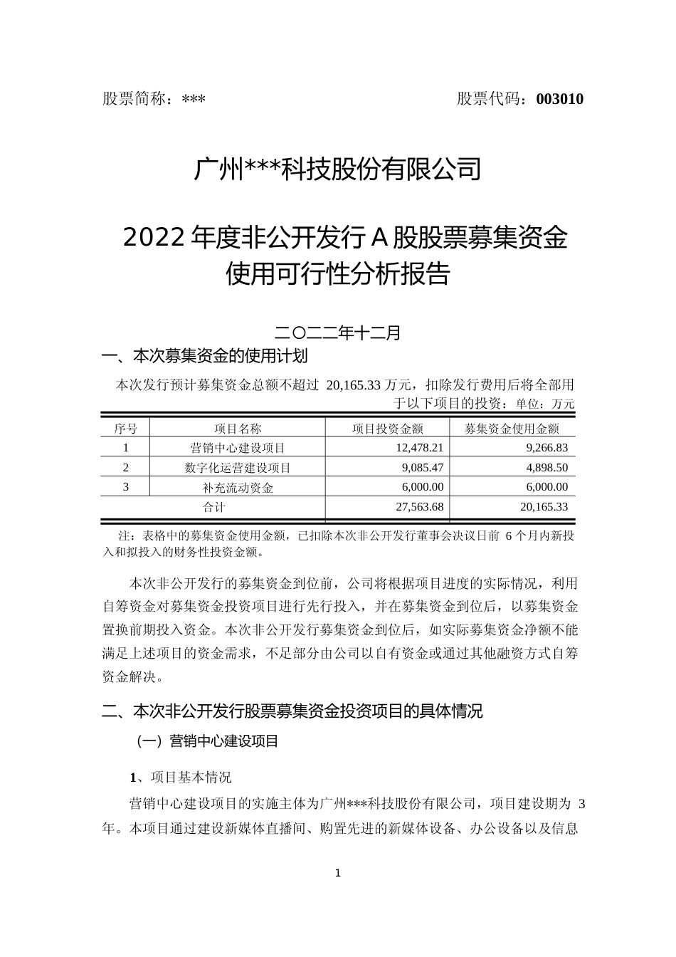2022年度营销中心建设项目、数字化运营建设项目可行性分析报告_第1页