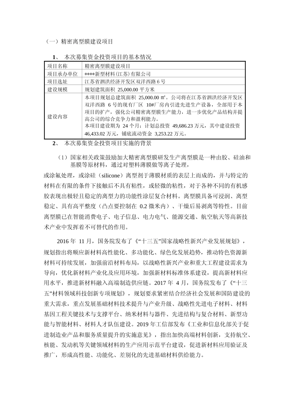 2022年度精密离型膜建设项目可行性分析报告（二次修订稿）_第2页