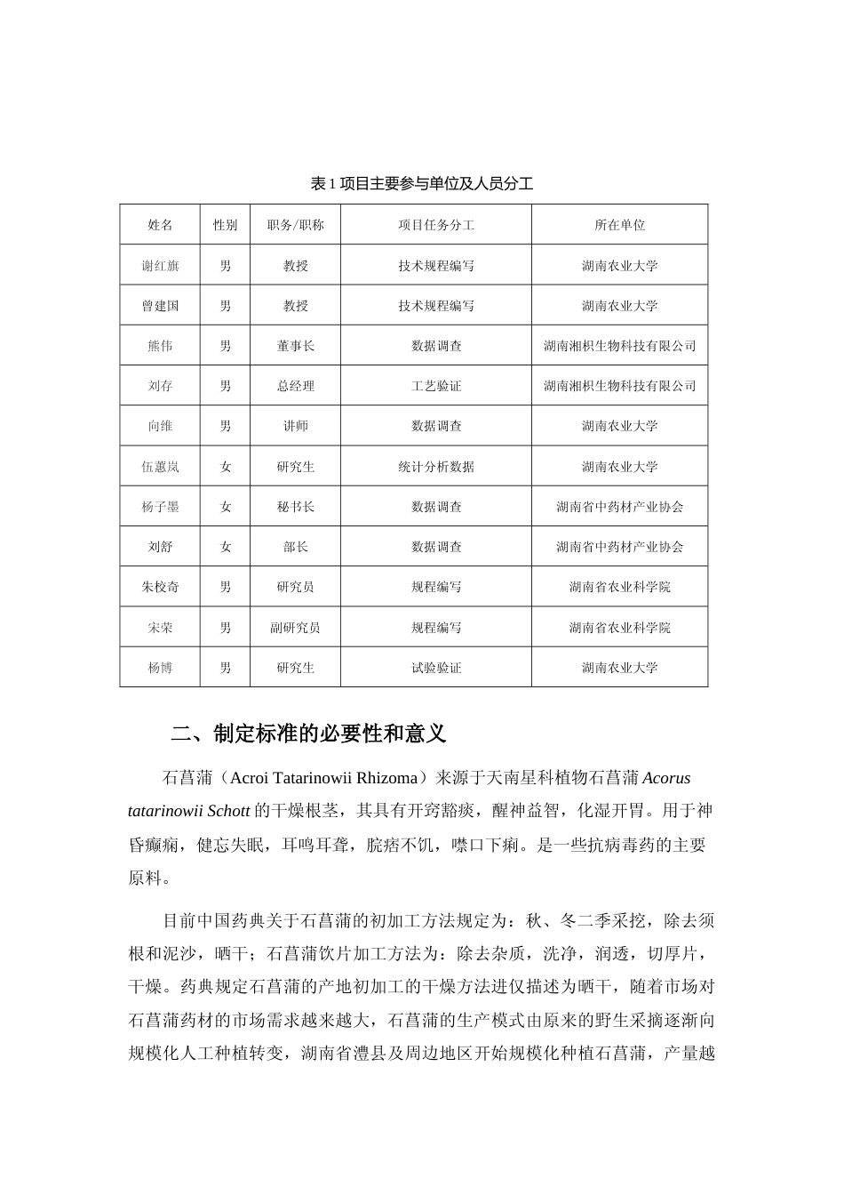 [地方标准] 3.2 石菖蒲采收与产地初加工技术规程编写说明_第2页