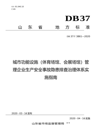 [地方标准] 3861 城市功能设施（体育场馆、会展场馆）管理企业生产安全事故隐患排查治理体系实施指南_文本