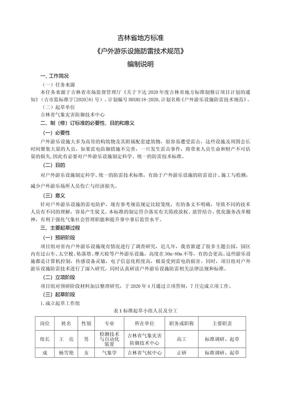 [地方标准] 户外游乐设施防雷技术规范-编制说明_第1页
