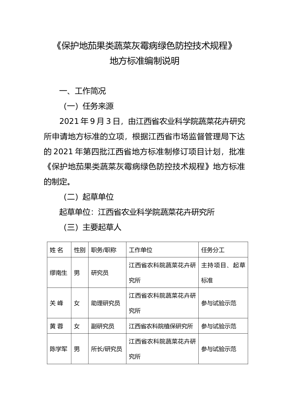 [地方标准] 保护地茄果类蔬菜灰霉病绿色防控编制说明_第1页