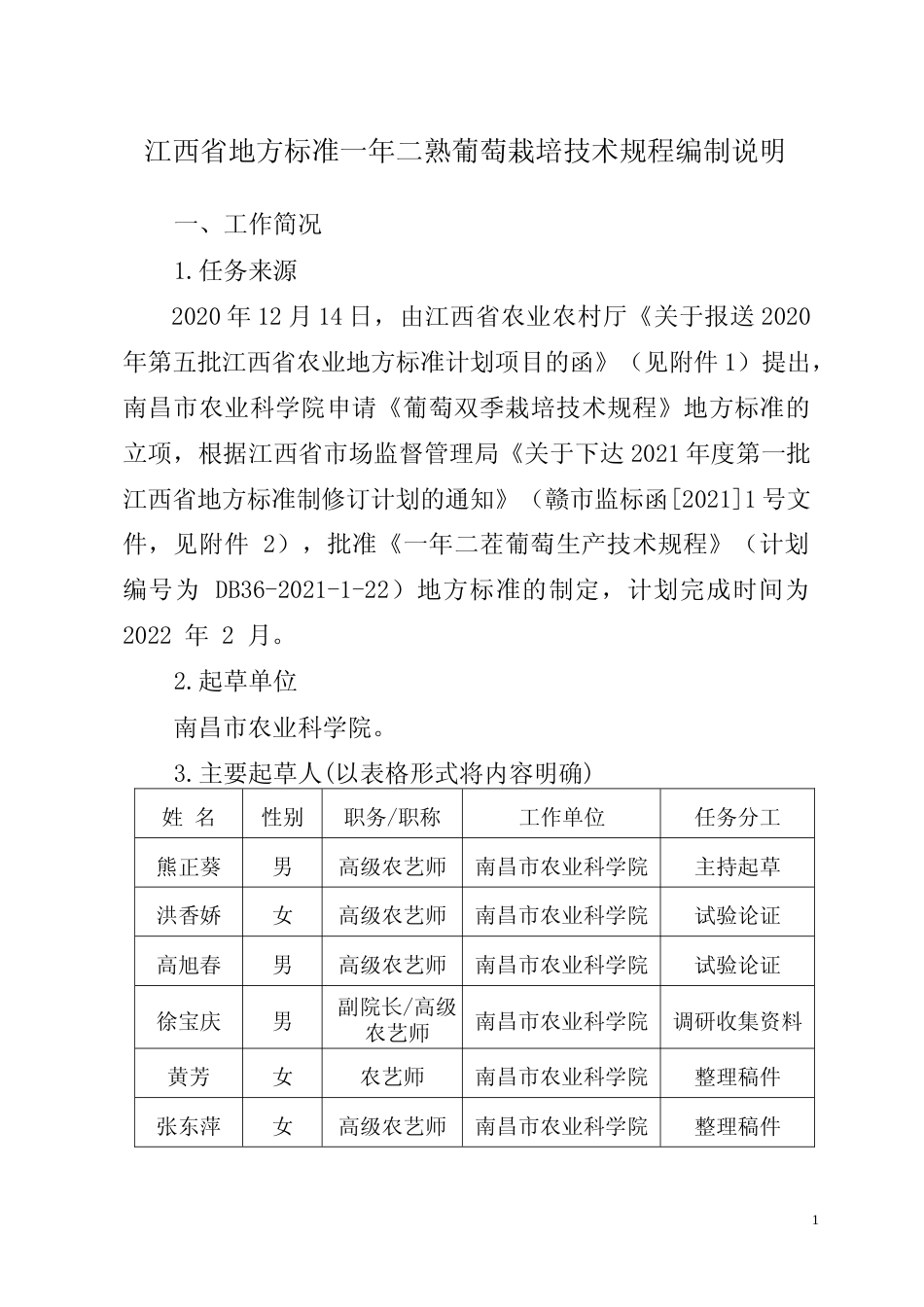 [地方标准] 一年二熟葡萄栽培技术规程编制说明_第1页