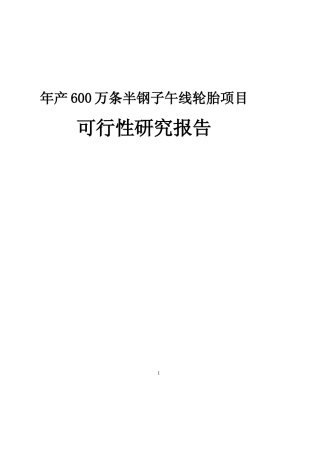 年产600万条半钢子午线轮胎项目可行性研究报告