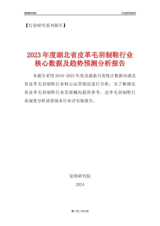 【皮革毛羽制鞋年报】2023年度湖北省皮革毛羽制鞋业核心数据及趋势预测分析报告