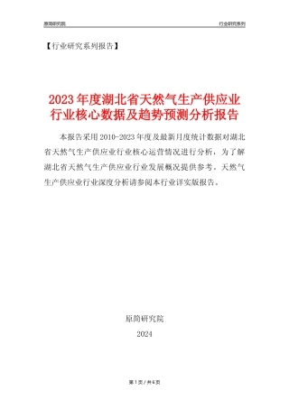 【天然气年报】2023年度湖北省天然气生产和供应业核心数据及趋势预测分析报告
