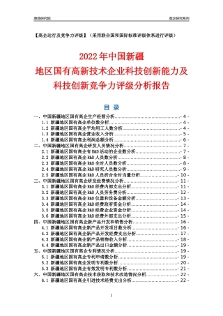 [高企年报]2022年新疆国有高企科技创新能力及竞争力评级分析报告