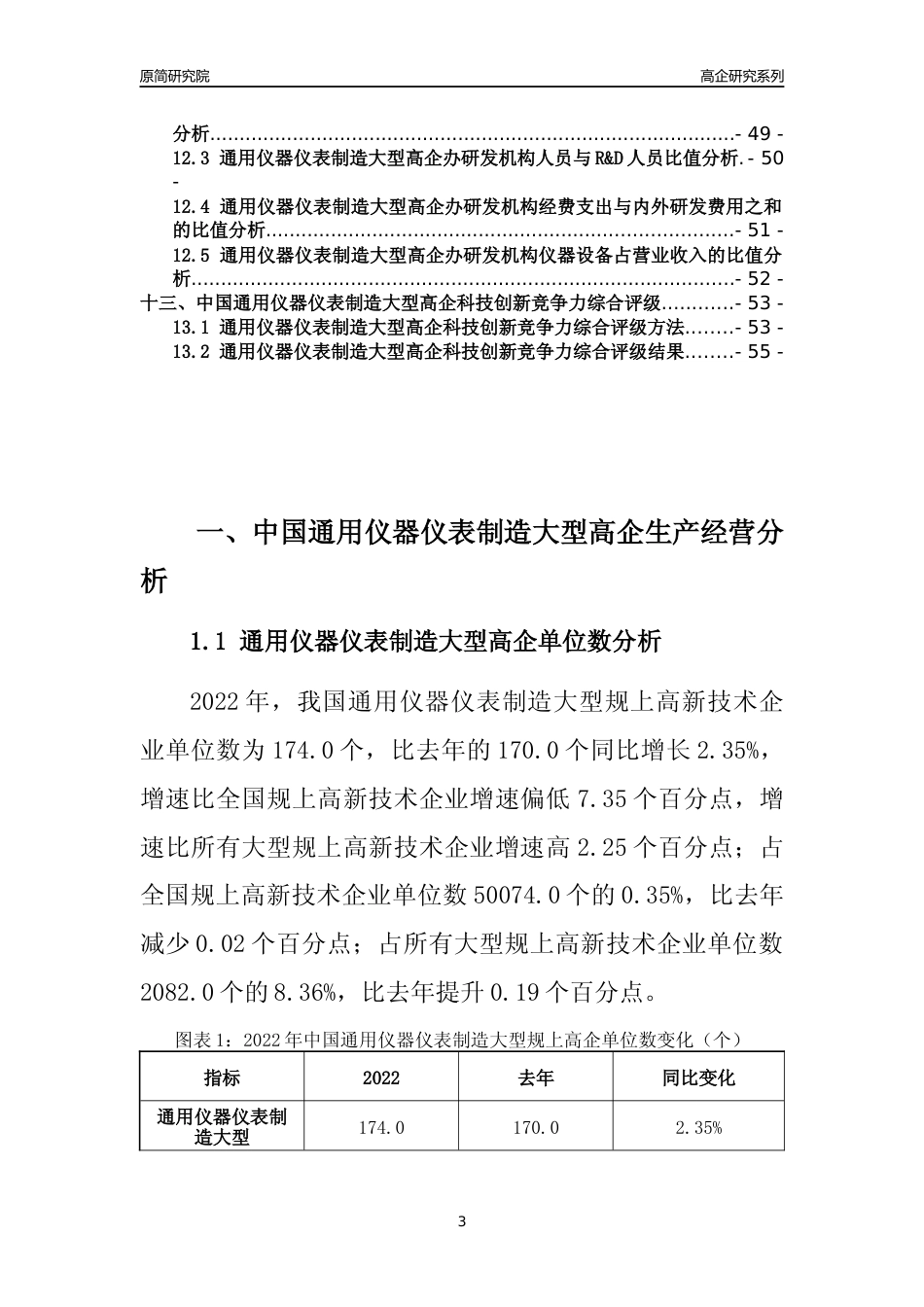 [高企年报]2022年中国通用仪器仪表制造大型高企科技创新能力及竞争力评级分析报告_第3页