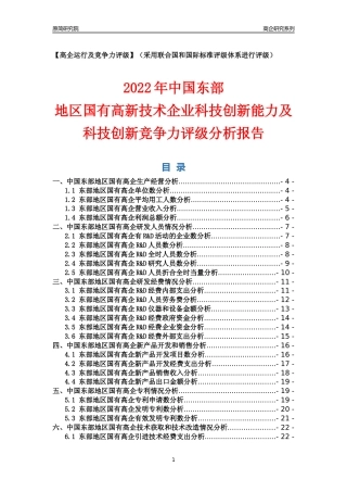 [高企年报]2022年东部国有高企科技创新能力及竞争力评级分析报告