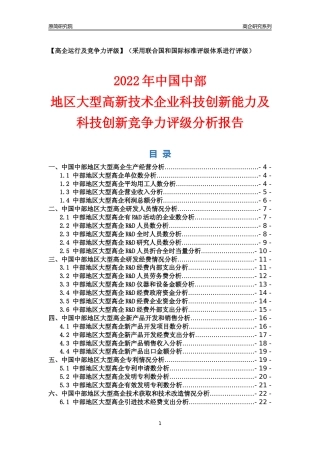 [高企年报]2022年中部大型高企科技创新能力及竞争力评级分析报告
