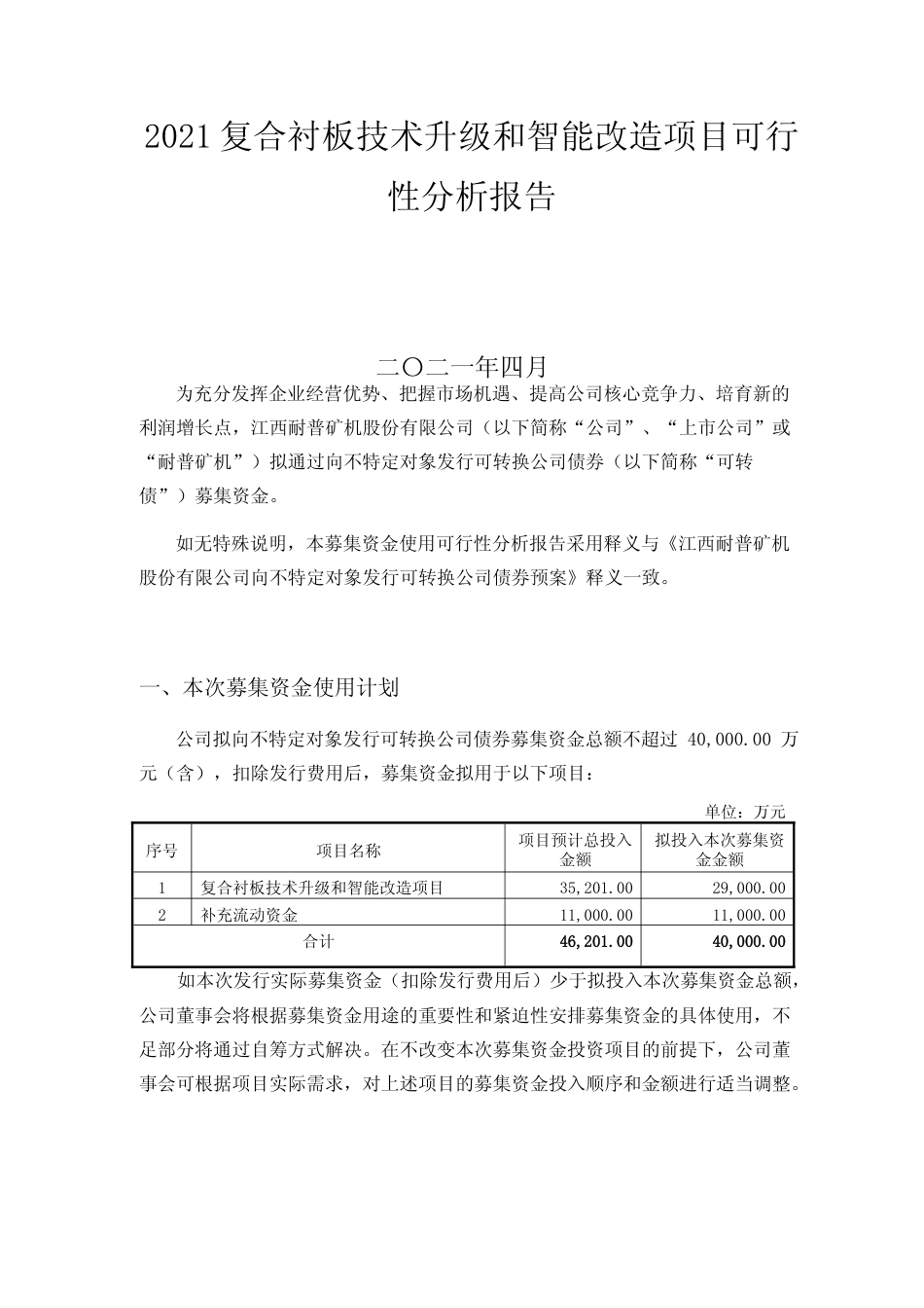 2021复合衬板技术升级和智能改造项目可行性分析报告_第1页