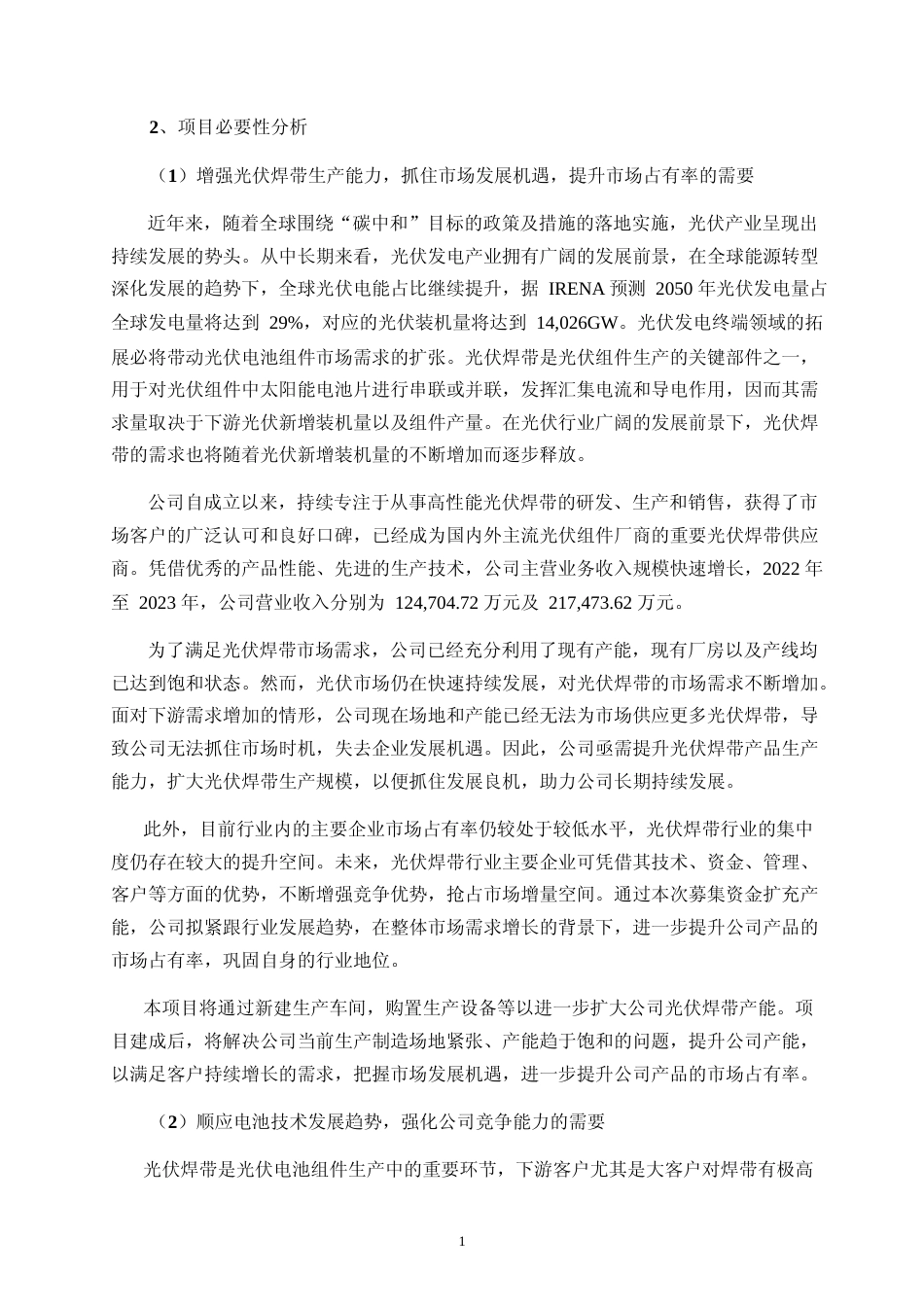 2024年产光伏焊带 3 万吨项目可行性分析报告_第2页