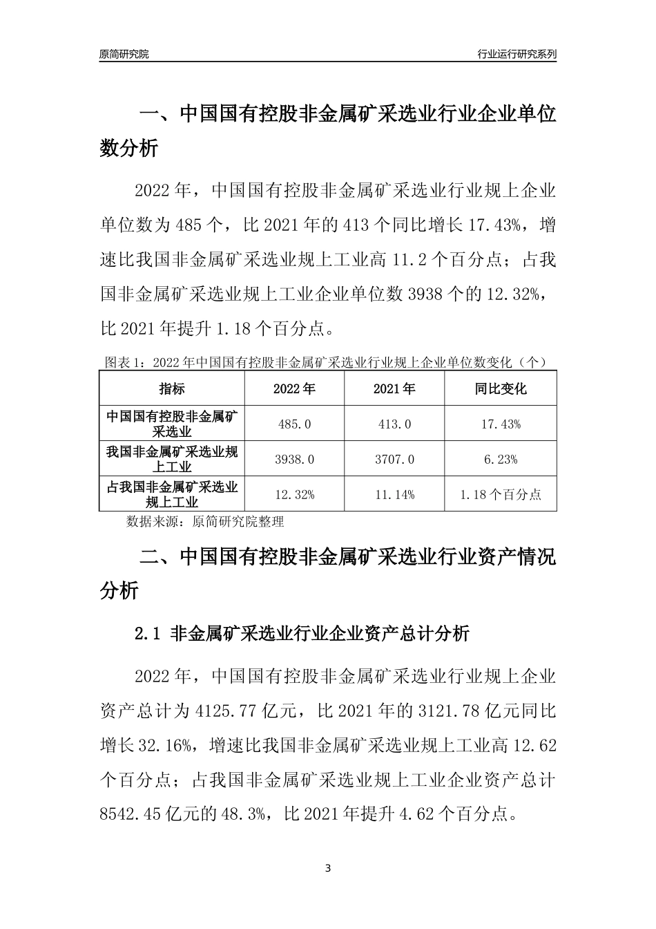 [行业年报]2022年中国国有控股非金属矿采选业行业运行分析报告_第3页