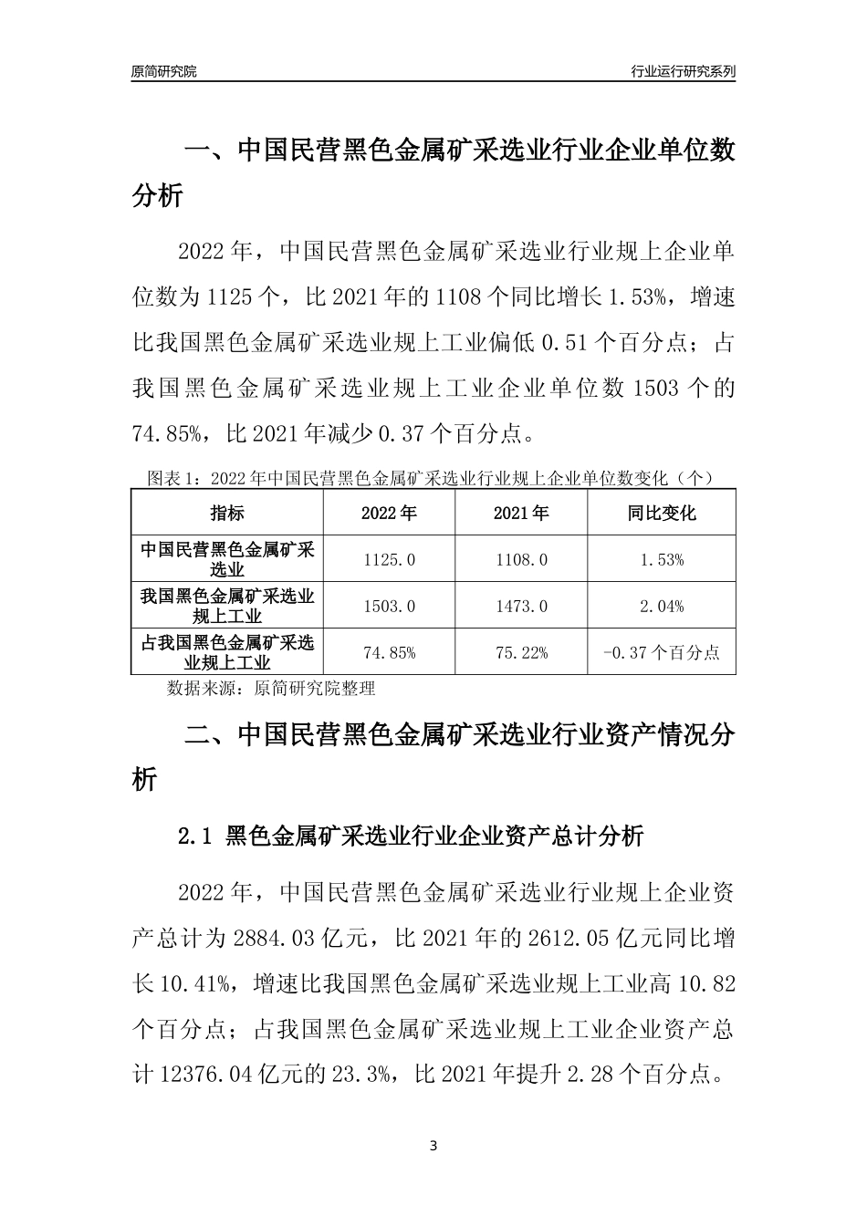 [行业年报]2022年中国民营黑色金属矿采选业行业运行分析报告_第3页