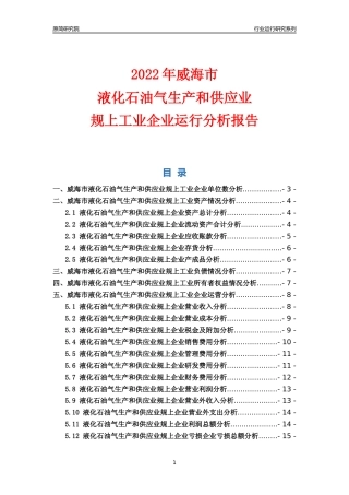 [行业年报]2022年威海市液化石油气生产和供应业规上企业行业运行分析报告